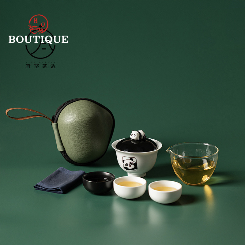 Korean Tea Set - Yishi Talk Panda Travel Set Cartoon